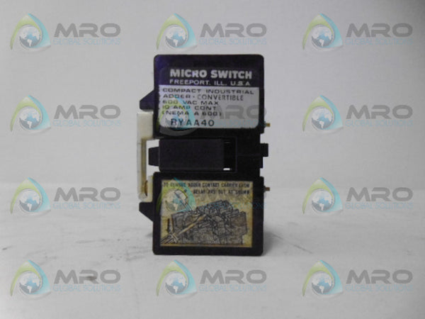 MICRO SWITCH RYAA40 RELAY UNMP