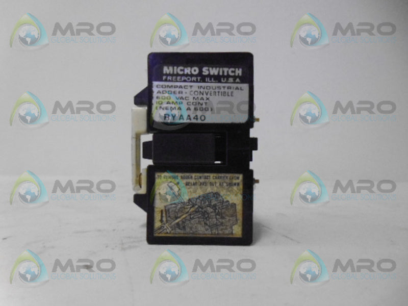 MICRO SWITCH RYAA40 RELAY UNMP