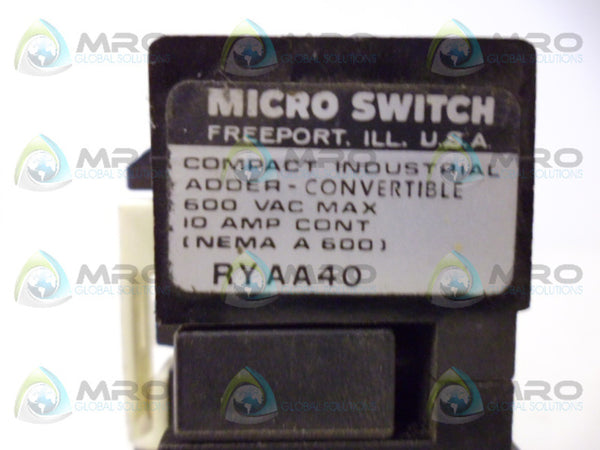 MICRO SWITCH RYAA40 RELAY UNMP