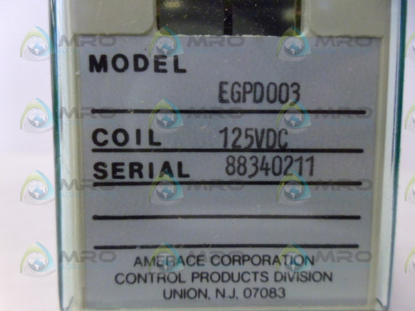 AGASTAT EFPD003 RELAY 125VDC NSMP