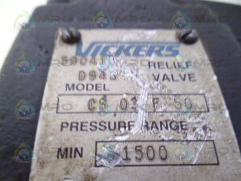 VICKERS CS03F50 RELIEF VALVE 1500-3000 NSNP