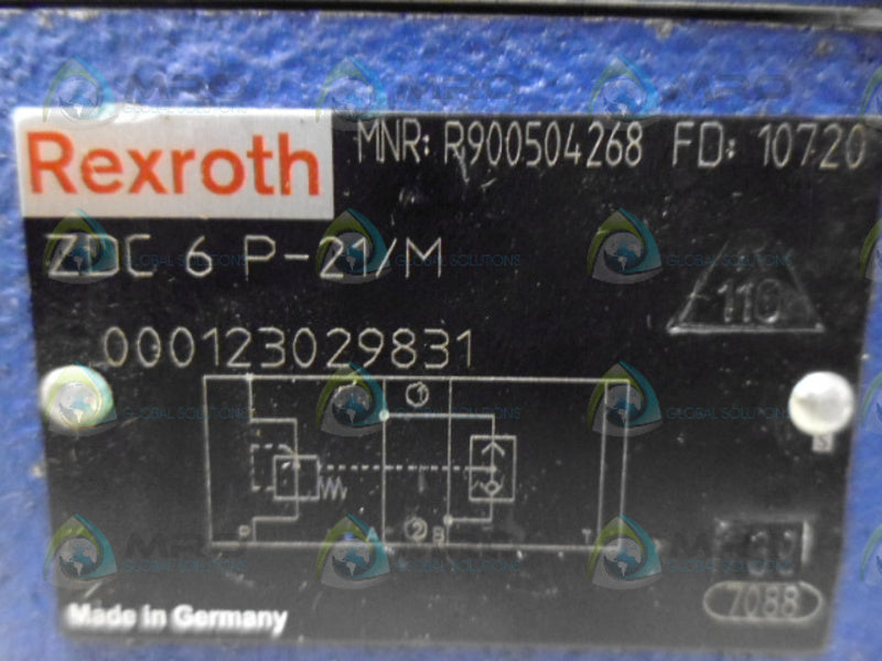 REXROTH ZDC 6 P-21/M PRESSURE REDUCING SANDWICH PLATE NSNP
