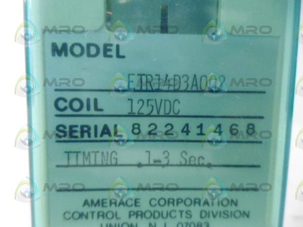 AGASTAT ETR14D3A002 RELAY 125VDC NSNP