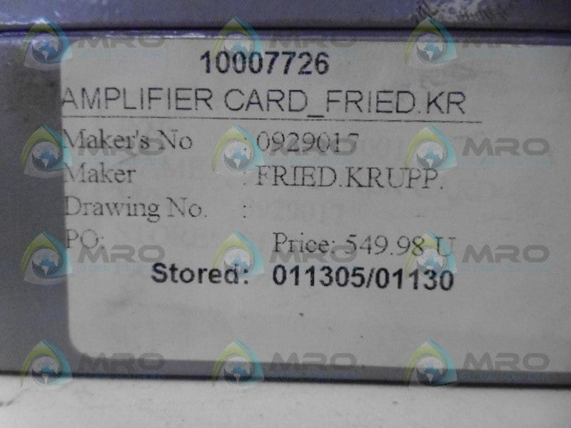 FRIED. KRUPP. 0929017 AMPLIFIER CARD NSNP