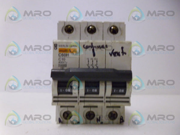 MERLIN GERIN C60H C10 CIRCUIT BREAKER 3P 10A UNMP