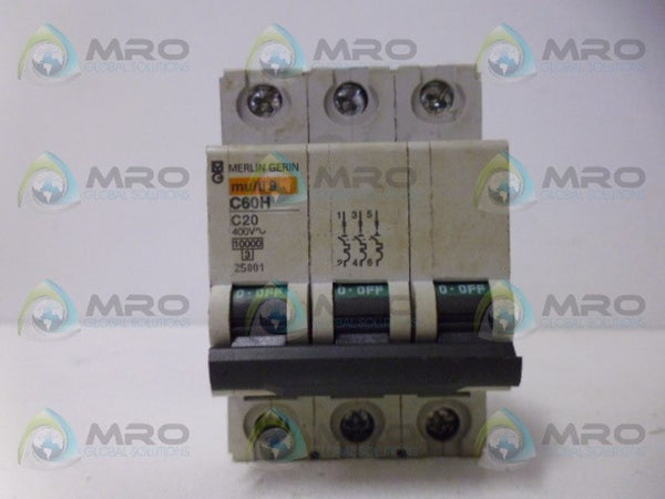 MERLIN GERIN C60H C20 CIRCUIT BREAKER 3P 20A UNMP