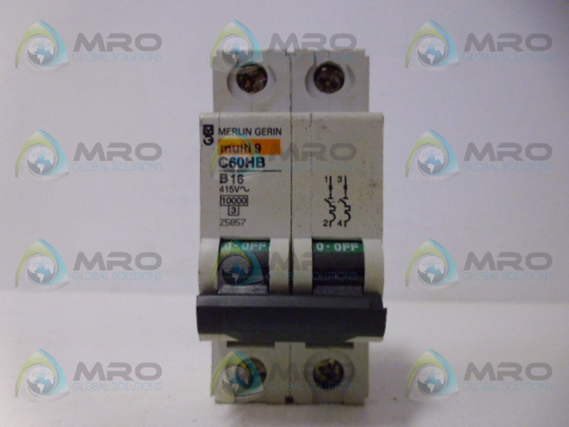 MERLIN GERIN C60HB B16 CIRCUIT BREAKER 2P 16A UNMP