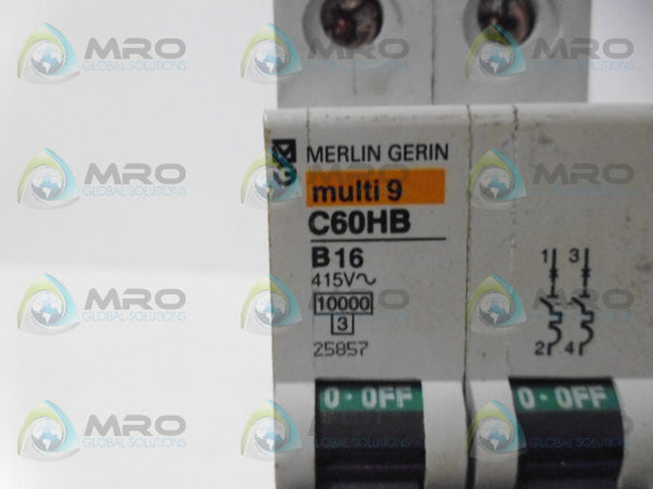 MERLIN GERIN C60HB B16 CIRCUIT BREAKER 2P 16A UNMP