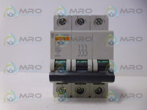 MERLIN GERIN C60H C25 CIRCUIT BREAKER 3P 25A UNMP