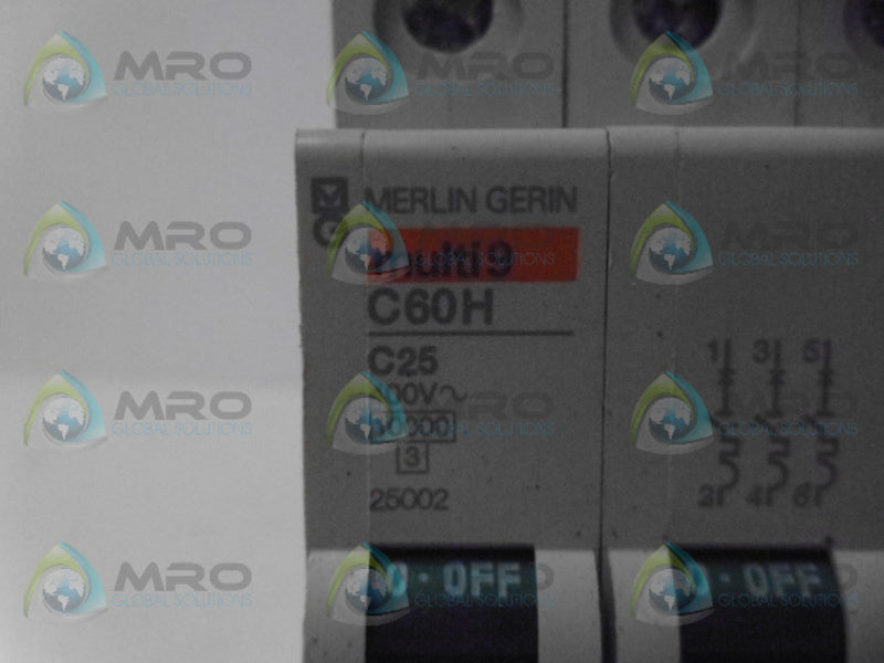 MERLIN GERIN C60H C25 CIRCUIT BREAKER 3P 25A UNMP