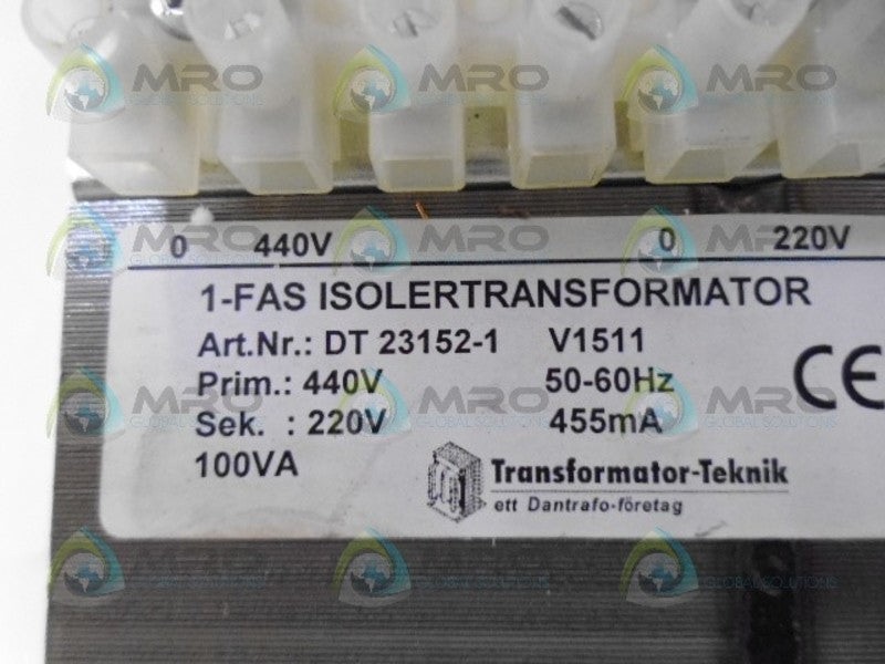 TRANSFORMATOR-TEKNIK DT 23152-1 TRANSFORMER (AS PICTURED) NSNP