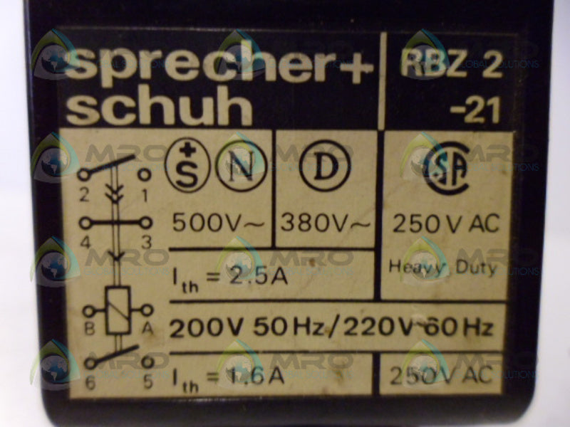 SPRECHER+SCHUH RBZ2-21 TIME RELAY/DELAY NSNP