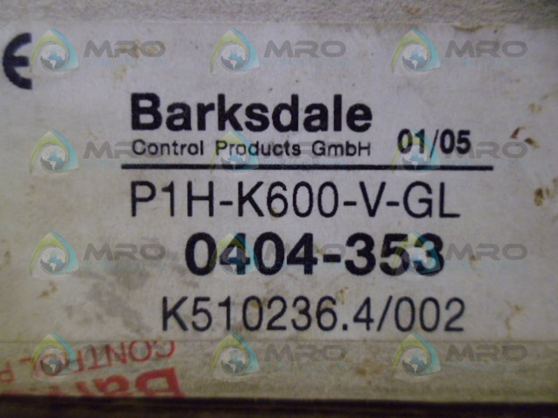BARKSDALE P1H-K600-V-GL SWITCH NSMP