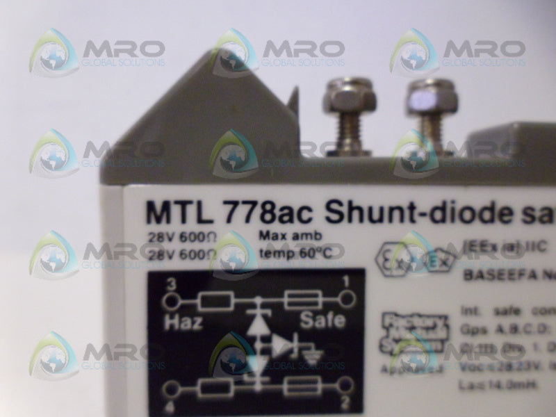 MEASUREMENT TECHNOLOGIES MTL778AC SHUNT DIODE SAFETY BARRIER *NEW NO BOX*