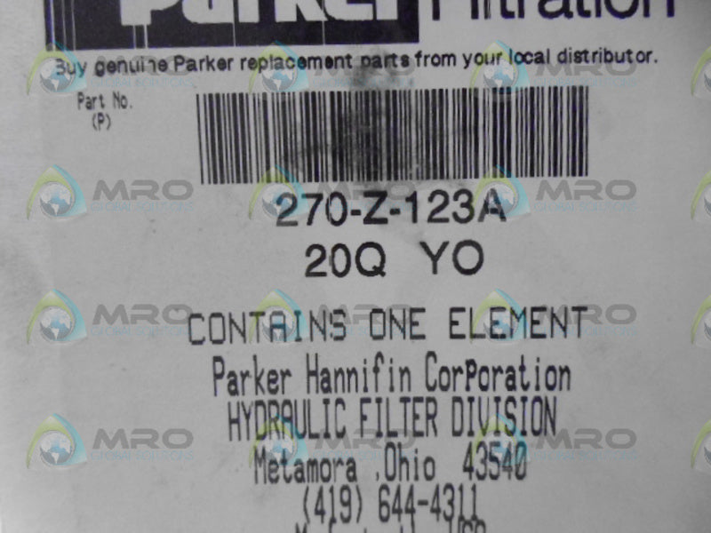 PARKER 270-Z-123A FILTER ELEMENT NSMP