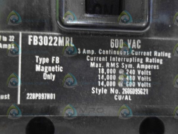 WESTINGHOUSE FB3022MRL CIRCUIT BREAKER UNMP