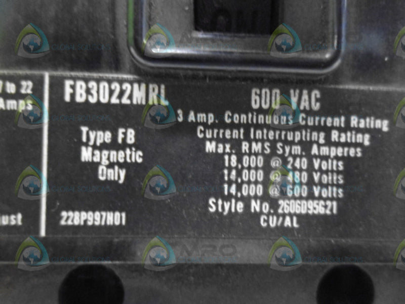 WESTINGHOUSE FB3022MRL CIRCUIT BREAKER UNMP