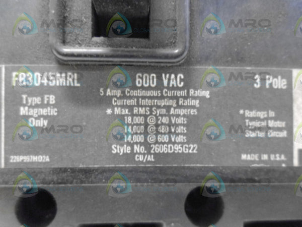 WESTINGHOUSE FB3045MRL CIRCUIT BREAKER UNMP