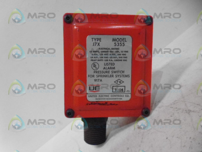 UNITED ELECTRIC J7X-5355 SPRINKLER ALARM SWITCH UNMP