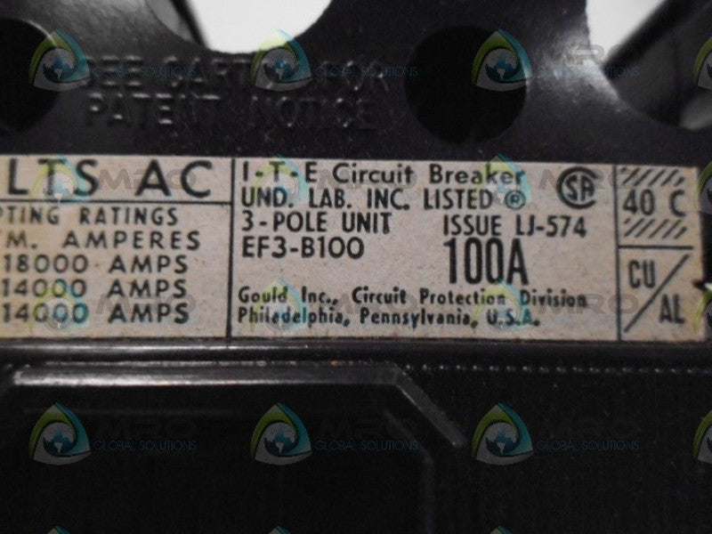 GOULD EF3-B100 CIRCUIT BREAKER NSMP