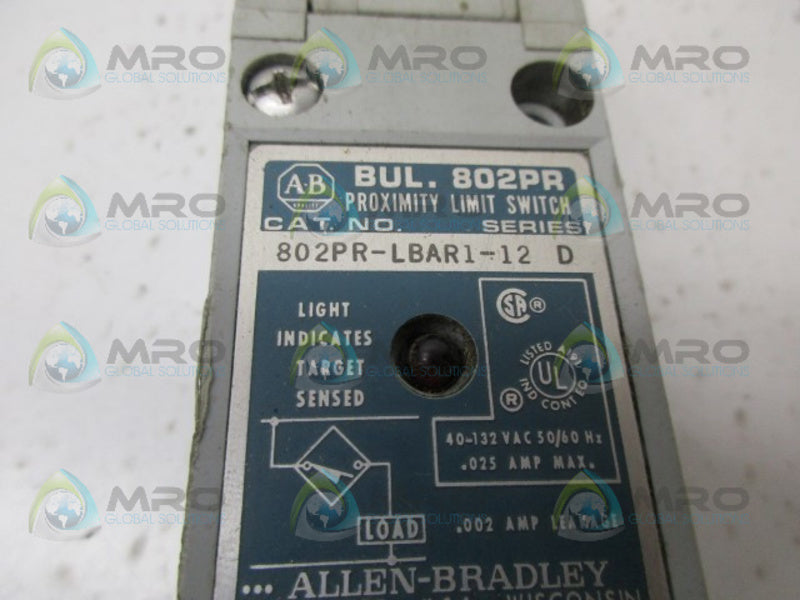 INDUSTRIAL SPARE PART 802PR-LBAR1-12 SER.D LIMIT SWITCH UNMP