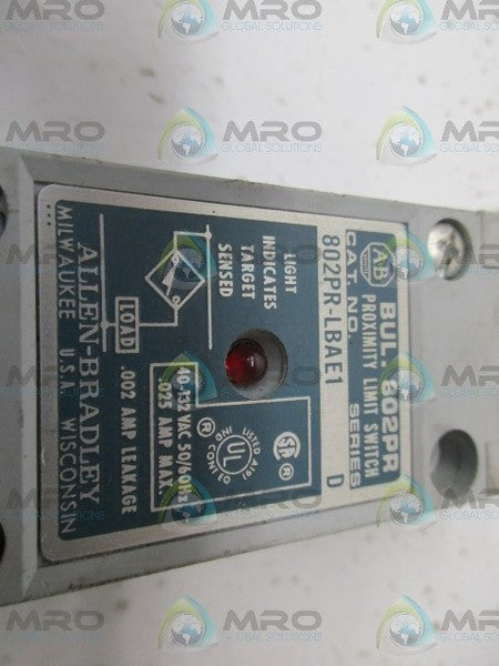 INDUSTRIAL SPARE PART 802PR-LBAE1 SER.D PROXIMITY LIMIT SWITCH UNMP