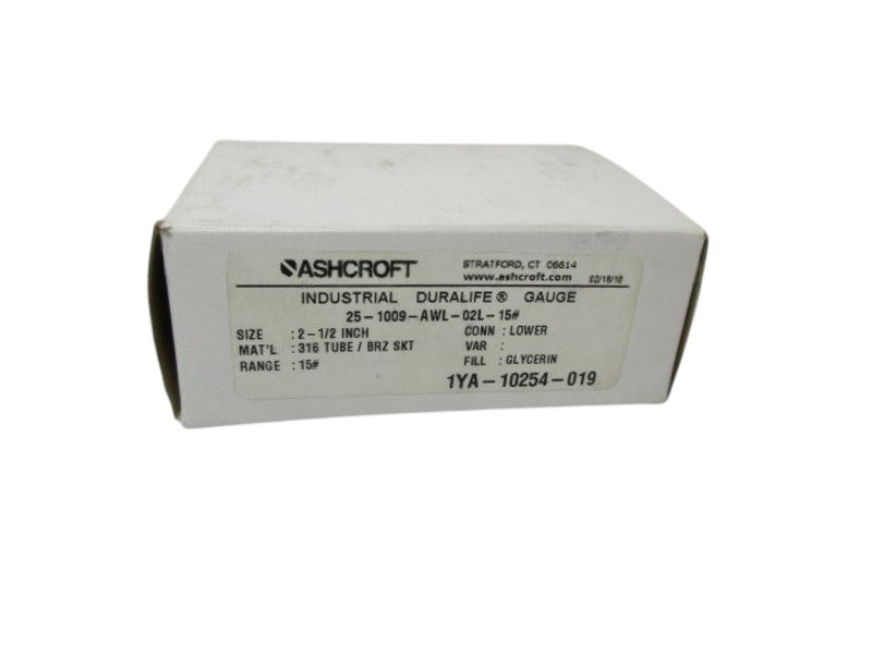 ASHCROFT 25-109-AWL-02L-15# PRESSURE GAUGE NSNP IN BNOX