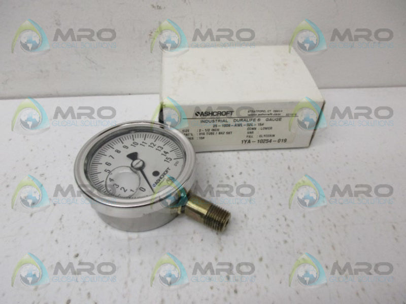 ASHCROFT 25-109-AWL-02L-15# PRESSURE GAUGE NSNP IN BNOX