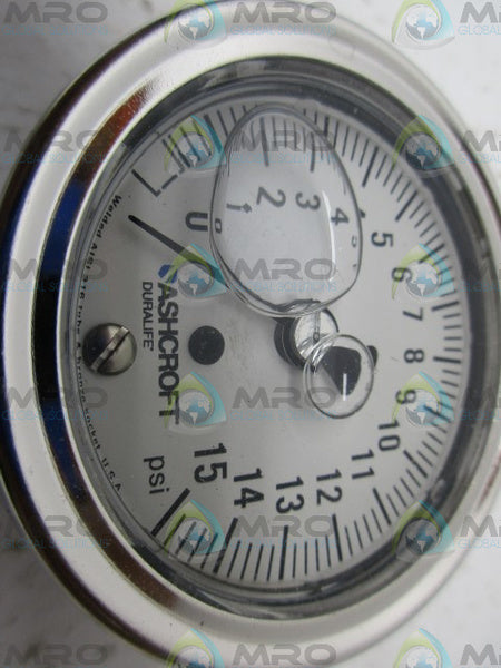 ASHCROFT 25-109-AWL-02L-15# PRESSURE GAUGE NSNP IN BNOX