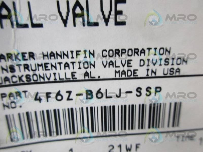 PARKER 4F62-B6LJ-SSP BALL VALVE NSMP