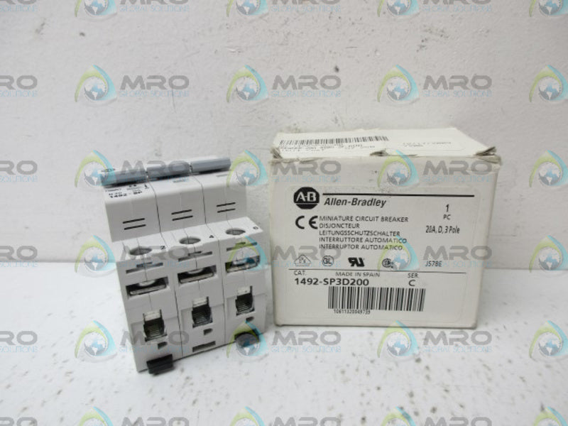 ALLEN BRADLEY 1492-SP3D200 SER C MINATURE CIRCUIT BREAKER NSMP