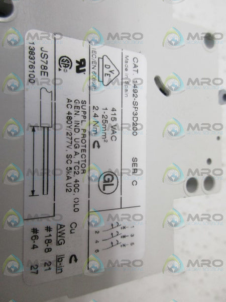 ALLEN BRADLEY 1492-SP3D200 SER C MINATURE CIRCUIT BREAKER NSMP