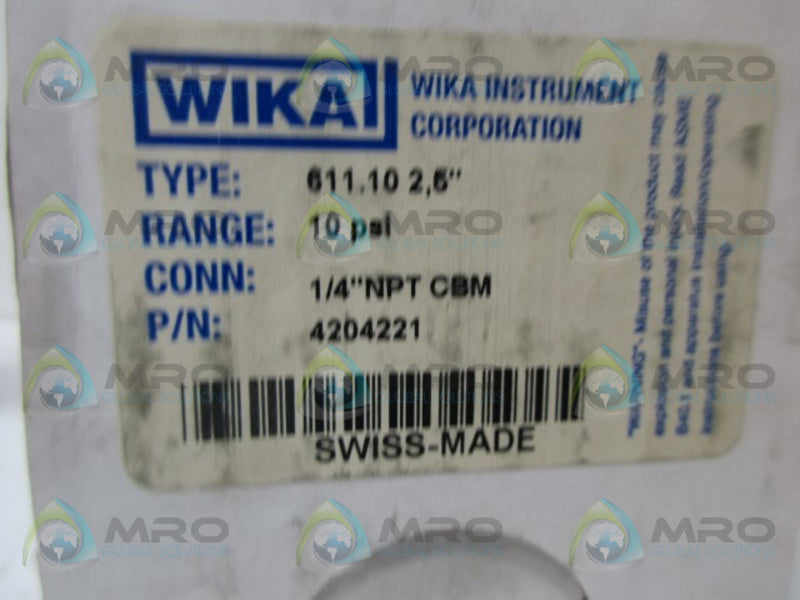 WIKA 4204221 PRESSURE GAUGE NSMP