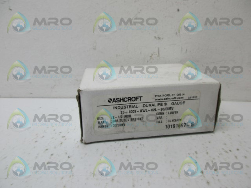 ASHCROFT 25-1009-AWL-02L 30/0IMV PRESSURE GAUGE NSMP