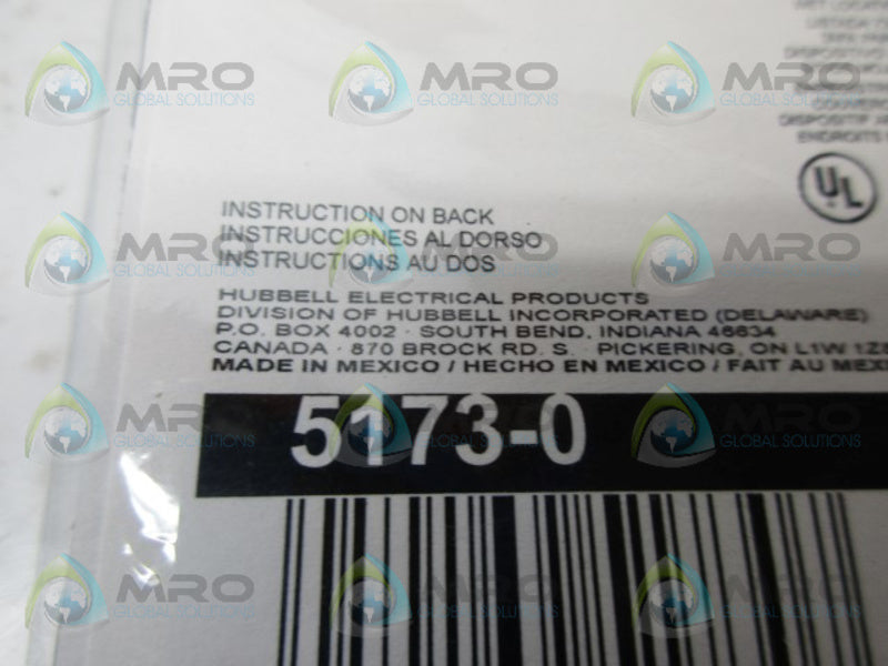 HUBBEL 5173-0 SINGLE GANG COVER NSNP INB ORIGINAL PACKAGE