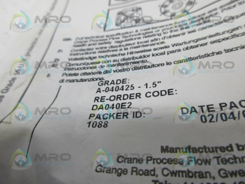 SAUNDERS DA040E2 DIAPHRAGM NSMP