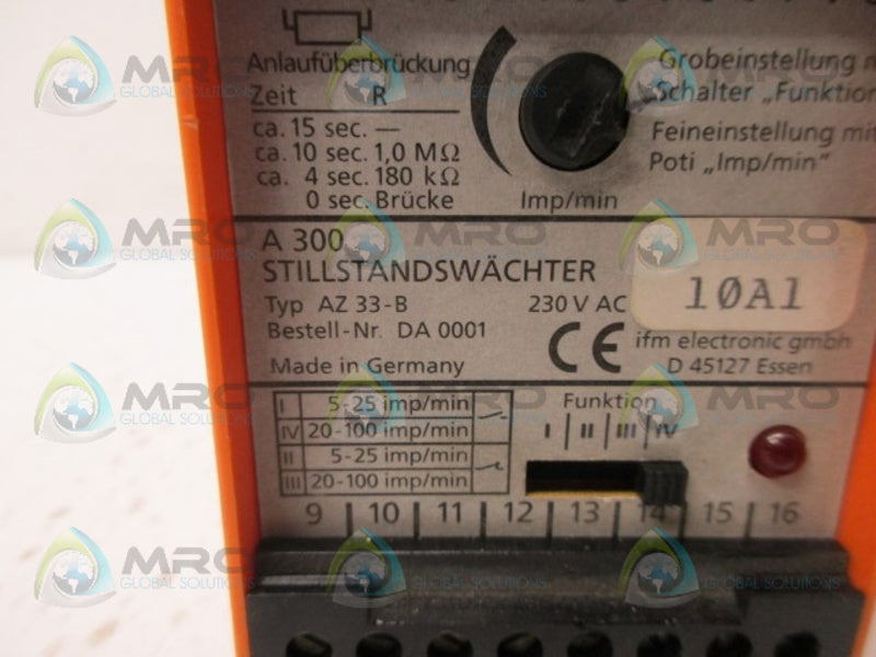 IFM AZ33-B PULSE EVALUATION SYSTEM 230VAC NSNP
