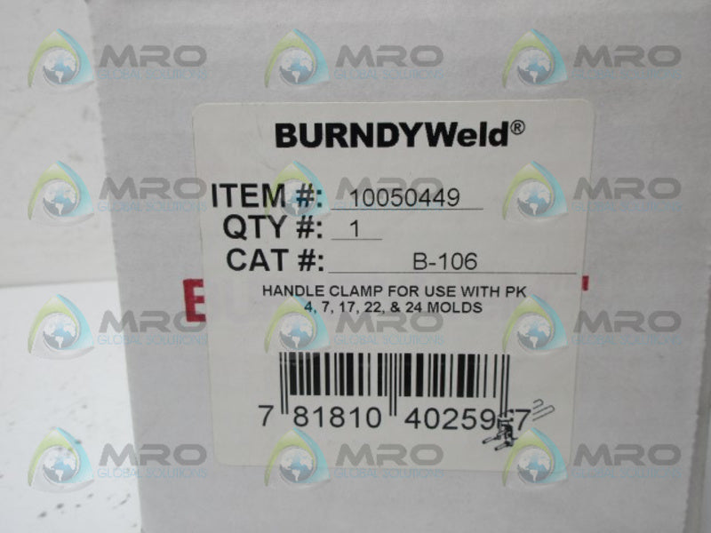 BURNDY WELD B-106 CLAMP MOLD HOLDER HANDLE NSMP