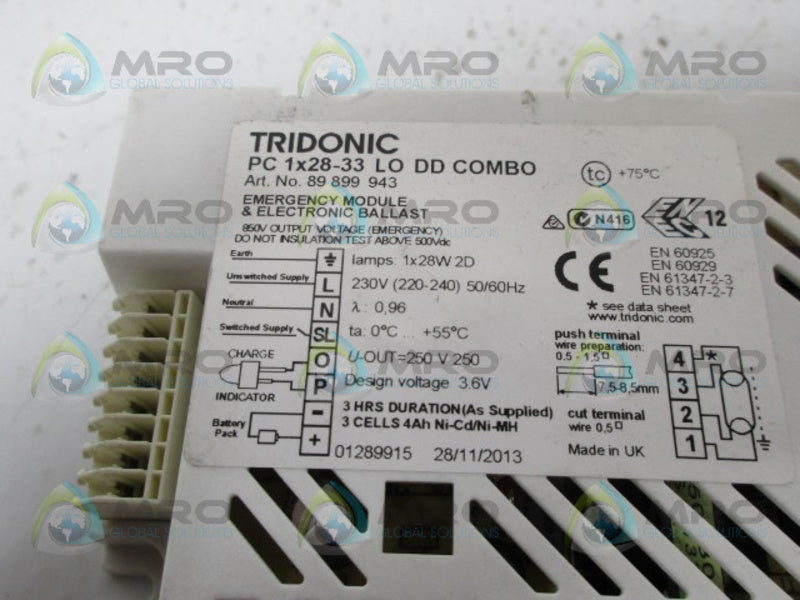 TRIDONIC 89-899-943 EMERGENCY MODULE & ELECTRONIC BALLAST NSNP