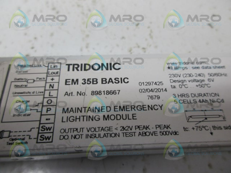 TRIDONIC EM35B BASIC EMERGENCY LIGHT MODULE NSNP