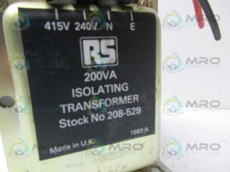 RS COMPONENTS 208-529 ISOLATING TRANSFORMER UNMP