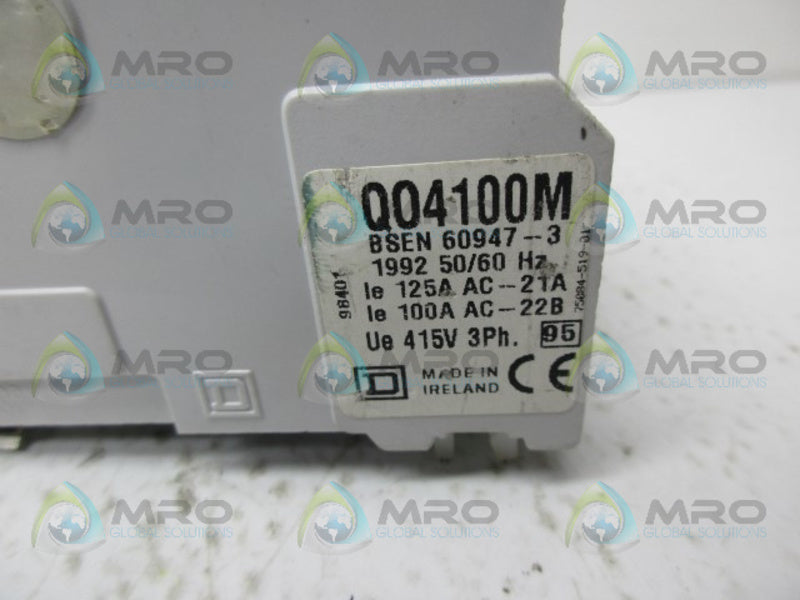 SQUARE D QO4100M SWITCH DISCONNECTOR UNMP
