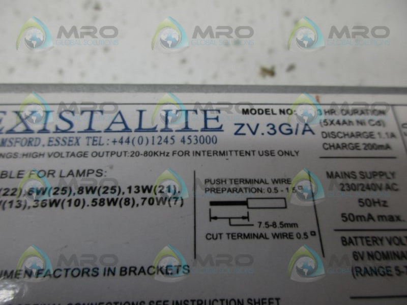 EXISTALITE ZV.3G/A ELECTRIC BALLAST NSNP