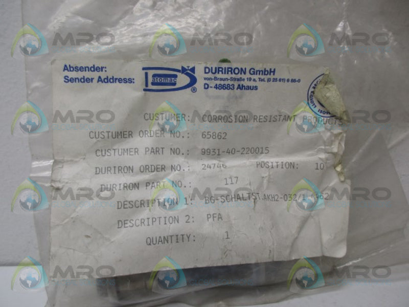 DATOMAC 9931-40-220015 VALVE NSMP