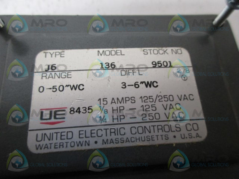 UNITED ELECTRIC J6 136 PRESSURE SWITCH UNMP