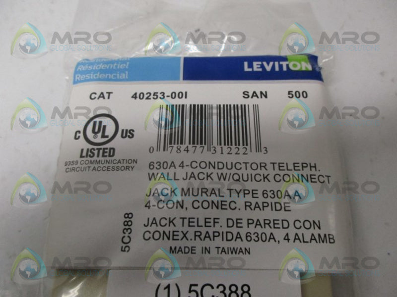 LEVITON 40253-00I CONDUCTOR PHONE WALL JACK NSMP