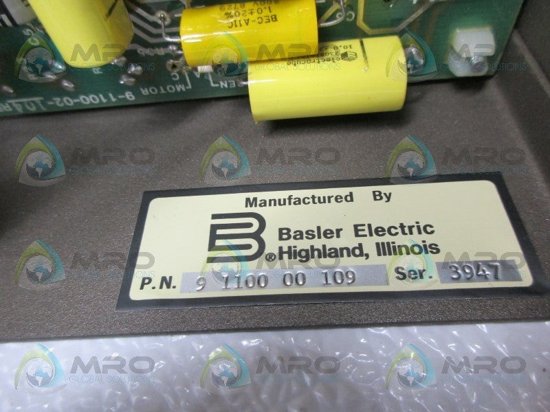 BASLER ELECTRIC 9110000109 VAR/POWER FACTOR CONTROLLER UNMP