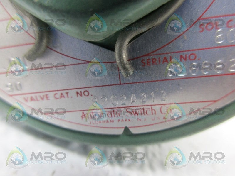 ASCO 8262A213 SOLENOID VALVE UNMP