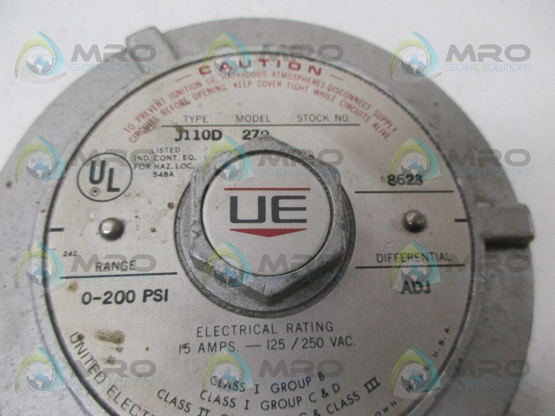 UNITED ELECTRIC J110D-270 PRESSURE SWITCH UNMP
