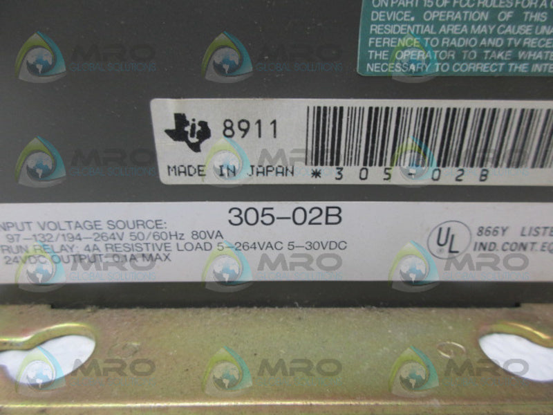 TEXAS INSTRUMENTS 305-02B PROGRAMMABLE CONTROLLER UNMP